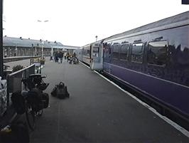 Preparing the bikes before boarding the Sleeper train at Inverness Station